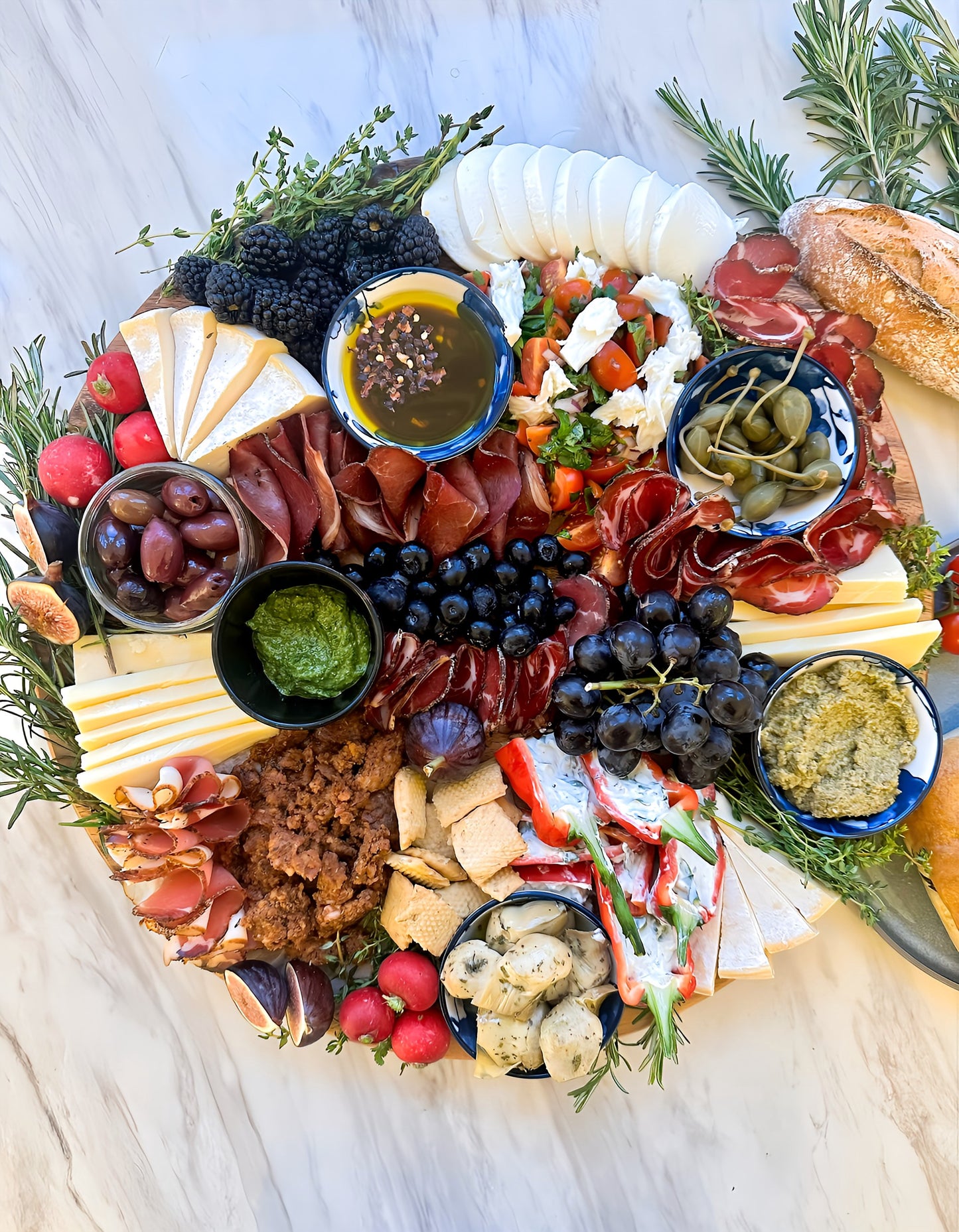 Mediterranean Breeze (with two focaccia) - Serves 4 as main & 5-8 before/after main